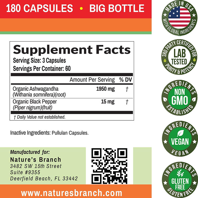 OVDN , RDLJ ارگانیک اشواگاندا 180 کپسول