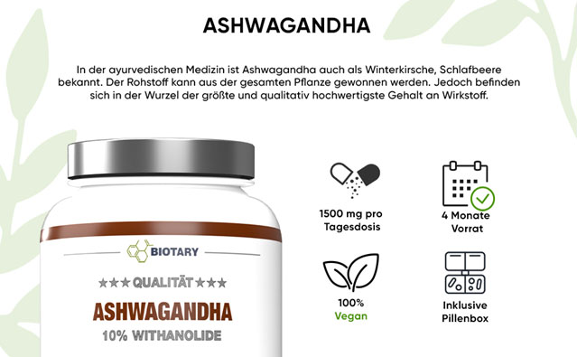 آشواگاندا بیوتاری با ضمانت اورجینال و مصرف 4 ماهه